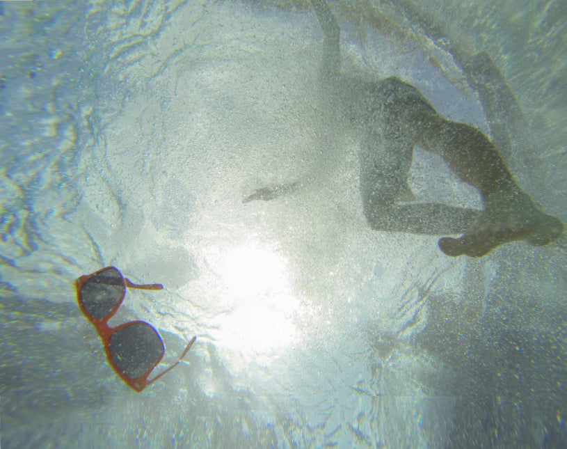 Sunglasses sinking underwater without a KORKZ custom wine cork sunglass strap